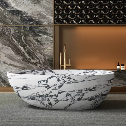 Artificial Cave Stone Oval Freestanding Bathtub Modern Simple High-End Bathroom For Home