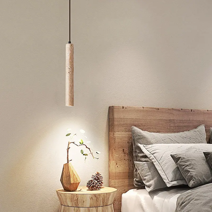 30CM Wabi Sabi LED Pendant Light Yellow Travertine for Dining Kitchen Restaurant Bar Table Bedroom Bedside Stone Hanging Lamp