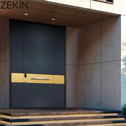 ZEKIN Aluminum Exterior Door Entrance Metal Hinged Front Entry Door Heat Insulation Anti-Theft Pivot-Mounted Main Entrance Door