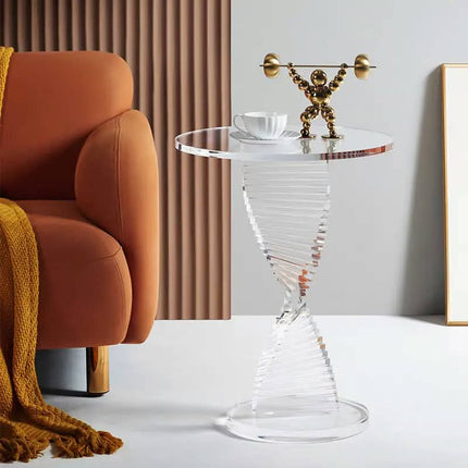 Modern Clear Acrylic Round Coffee Table For Luxury Home Decor Small Sofa Side Tables For Living Room Furniture