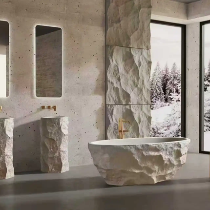 Special Design Freestanding Soaking Tub Portable Artificial Stone Bathtub For Hotels And Bathrooms