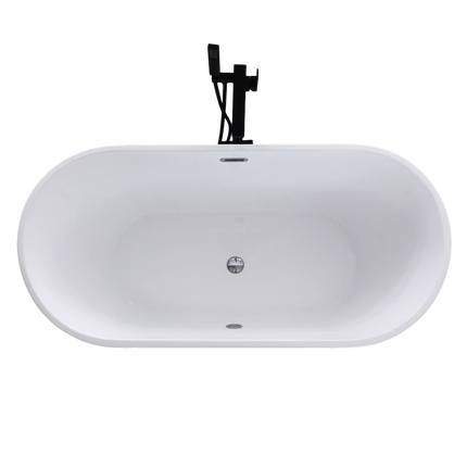 Ergonomic Design COMFY 67" Oval Acrylic Freestanding Adult Extra Large Soaking Bathtub Black White Modern Contemporary CUPC CE