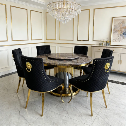 Luxury Modern Round Marble Dining Table – Elegant Dining Set for Villas, Dining Rooms & Restaurants