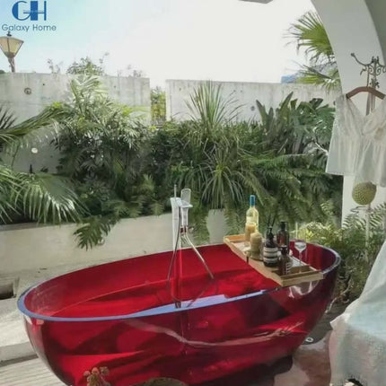 Crystal Bath Tub Moonstone Oval Shape Custom Made Bathroom Bathtub Freestanding Soaking Resin Bathtub