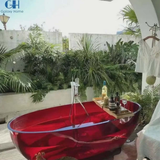 Crystal Bath Tub Moonstone Oval Shape Custom Made Bathroom Bathtub Freestanding Soaking Resin Bathtub