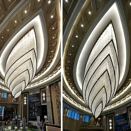 Custom Large Adjustable Height Square Oval Modern Luxury Hotel Lobby Banquet Hall Chandelier Light