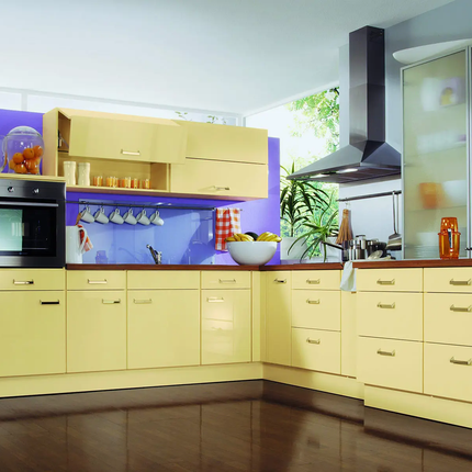 CBMMART Modern Grey and Shallow Yellow Kitchen Cabinet Set Custom Kitchen Cabinet with Island