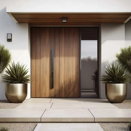 Custom Modern Waterproof Off-Center Side Opening Wood Door For Villa Entry Countryside Self-Built House Dashan J-01