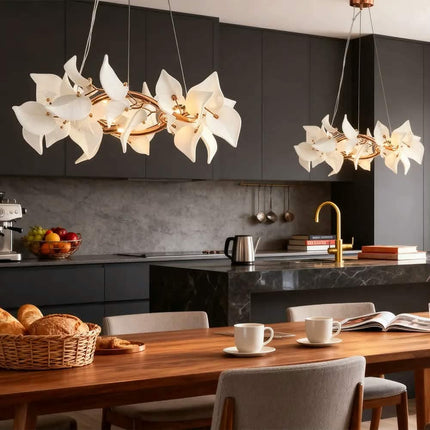 Modern Interior Decoration Hanging Chandelier Villas Living Rooms Restaurants Floral Design Gold-Plated Iron Pendant Light