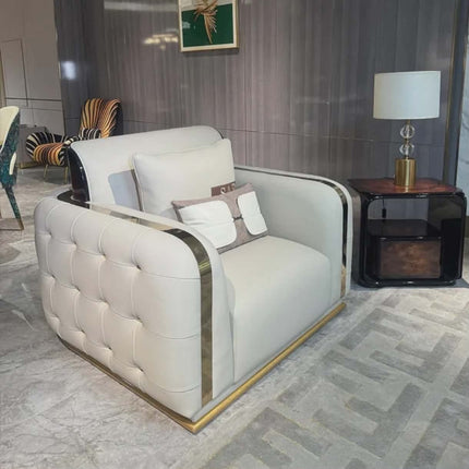 "Luxurious Modern Armchair with Gold Accents | Elegant Living Room Furniture"