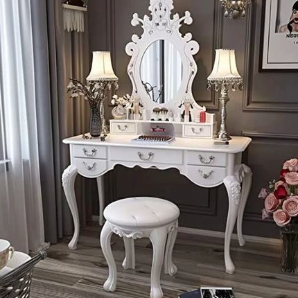 New Design Modern Luxurious Wood Dressing Table Cabinet With Lighted Mirror And Storage For Bedroom Coiffeuse