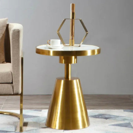 Luxury Modern Golden Stainless Steel Base Round Marble Top Living Room Coffee Table
