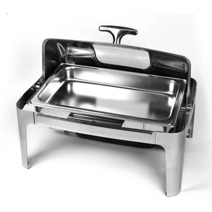 Stainless Steel Glass Window Roll Top Chafing Dish Buffet Food Warmer Foodwarmer