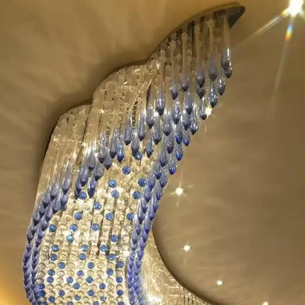 Customized Large Fancy Crystal Chandeliers for Hotels Banquet Halls Elegant Pendant Light for Villa Lighting Long Shape