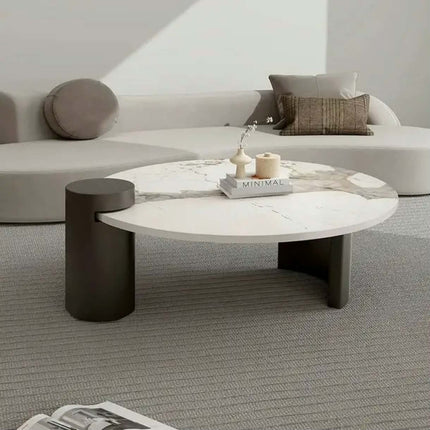 Italian modern luxury round sintered stone coffee table set nesting center table for apartment furniture factory wholesale priceNatural Real Marble Coffee Table customize