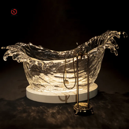 New Design Deep Soaking Transparent Acrylic Smart Bathtub Freestanding Bathtub Platinum Crystal Clear Bathtub For Bathroom