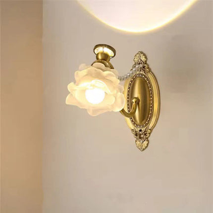 French Retro Light Luxury Flower Wall Lamp For Living Room Bathroom Bedroom Bedside Lamp Medieval Mirror Headlight