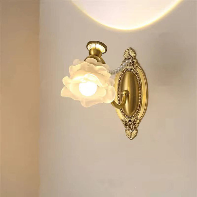 French Retro Light Luxury Flower Wall Lamp For Living Room Bathroom Bedroom Bedside Lamp Medieval Mirror Headlight