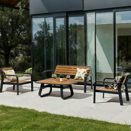 Modern Lightweight Durable Waterproof Outdoor Wood-Plastic Sofa Table Combination Commercial Internet Celebrating Leisure Garden