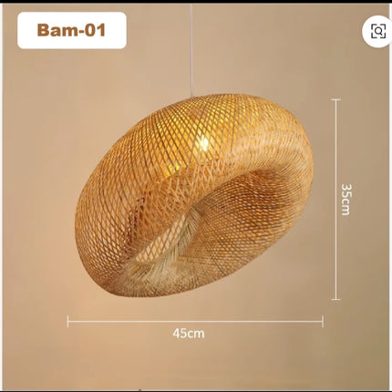E27 Pendant Lamp Hand-Woven Bamboo Rattan Lamp Shade Natural Light Lampshade Small to Large Sizes for Home Use Dining Room Bar