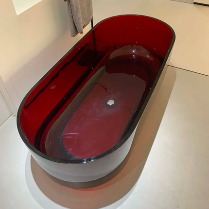 Glossy Burgundy Resin Tub Italian Design Exclusive Refined Sophisticated Living Masterpiece