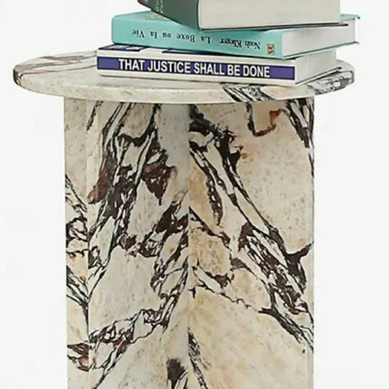 Luxury Calacatta Viola Marble Hotel Furniture End Table Nordic Small Round Coffee Side Table For Living Room