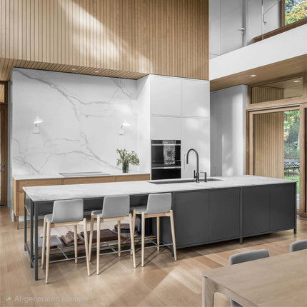 CBMmart Custom Solid Wood Flush Design Contrast Color Kitchen Cabinet