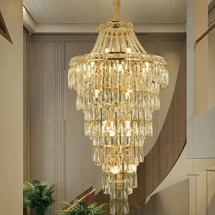 Modern Custom Luxury Chandelier Villa Home Hotel Gold Long Stair LED Crystal Pendant Light