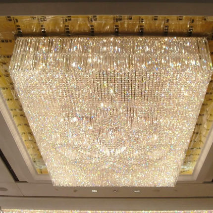 Modern LED Crystal Lamp Chandelier for Low Ceiling Square Shape for Hotel Meeting Rooms