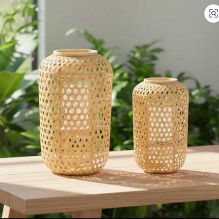 Handwoven Bamboo Woven Home Lamp Home Light Woven Light Indoor Rattan Handmade Art Rattan Home Lamp Shade