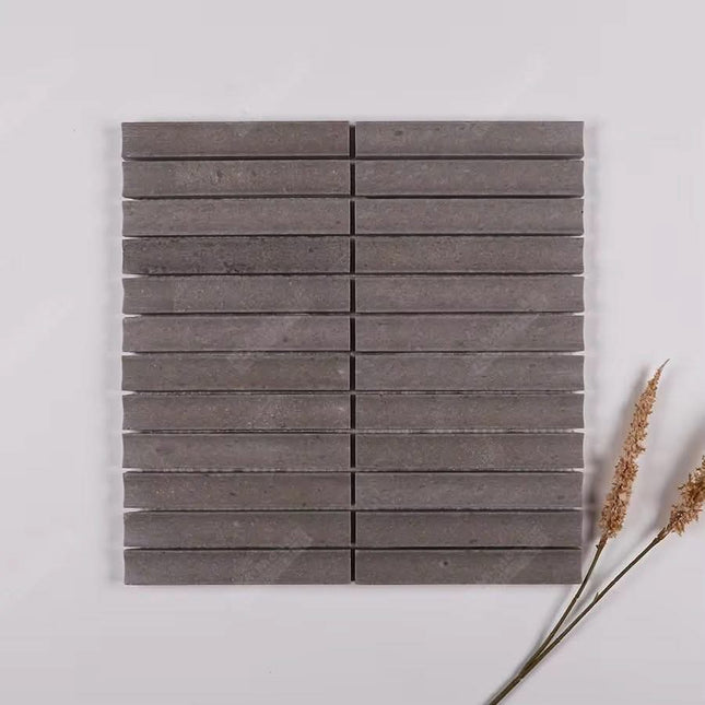 Hotel Bar Backsplash Kitchen Bathroom Wall Project Finger Strip Matte 3D Curved Travertine Stone Marble Mosaic Tile