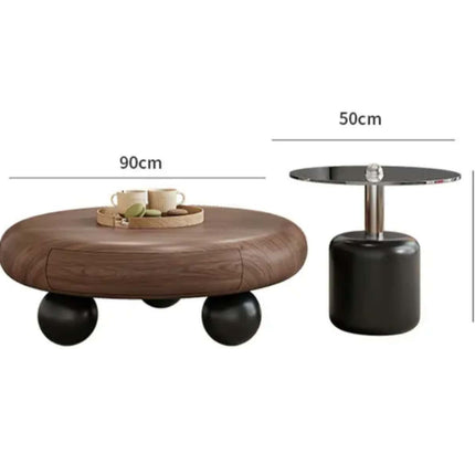 Antique walnut wabi-sabi style modern decorative coffee table with storage living room furniture high-end light luxury