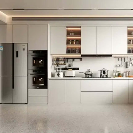 Customized Modern Full Chip Kitchen Cabinets MDF Carcase Glass Furniture For Apartment Joinery Low Price Including Faucet Hinge
