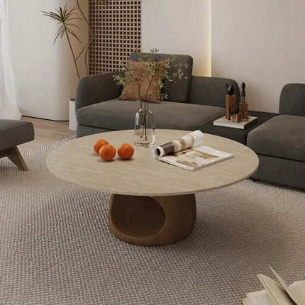 Made of concrete Durable Modern Simple Solid Wood Coffee Tea Table Cave Stone Rock Plate Design For Home apartment Homestay Living Room Furniture