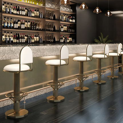 Modern Leather Stool Chairs Luxury Kitchen Metal High Chair Counter Velvet Adjustable Outdoor PU Gold Bar Stools