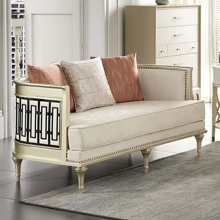 Luxury Modern French Style Sectional Sofa Set Reclining Hollow Carved Upholstered Fabric Living Room Couch For Villa Worshop