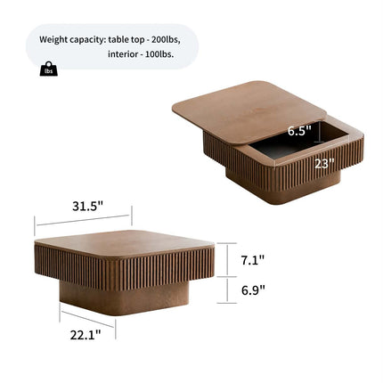 Made of concrete Modern Square Coffee Table For Living Room Hotel Use Wood Panel Storage Furniture For Home Decor