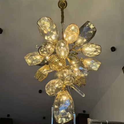 American Design Crystal Decorative Blown Creative Glass Ball Shade Chandelier Pendant Light for Villa Hotel Living Room