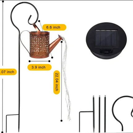 Solar LED Watering Can Lights Outdoor Waterproof Waterfall Lights Metal String Lights Garden Patio Lawn Pathway Decoration