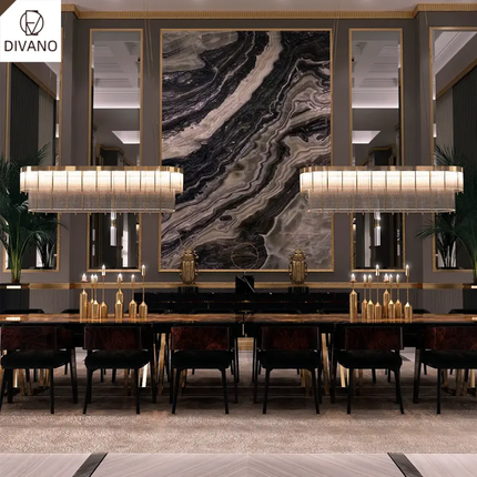 Long Luxury Italian Marble Dining Set – Modern High-End Furniture, Seats 10–12 People with Matching Chairs