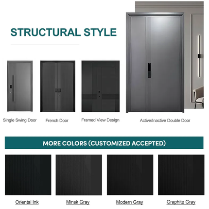 ZEKIN USA Residential Project Modern Main Entrance Exterior Door Channel Cast Aluminum Security Front Pivot Entry Doors