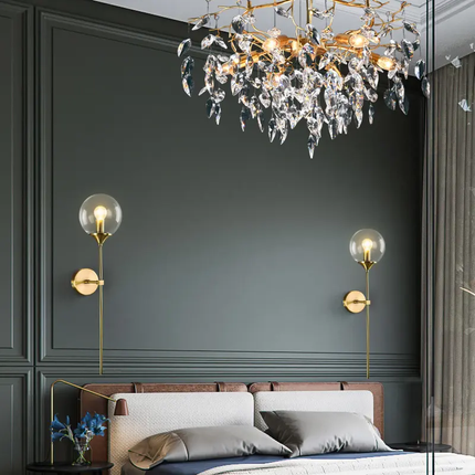 Minimalist Creative Round Glass Ball Wall Light Indoor Modern Gold Light Luxury Hotel Decoration
