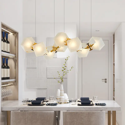Modern Chandelier LED White Glass Stone Lamparas De Techo Suspension Luminaire Lampen Pendant Light for Dining Room Foyer