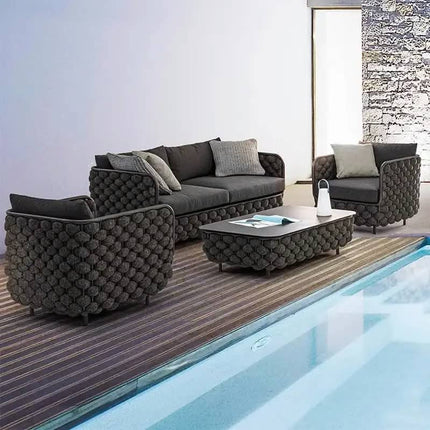 Modern Design Indoor/Outdoor Aluminum Furniture Leisure Garden Sofa Set for Garden Home Use Patio Dining Living Room Rattan Rope