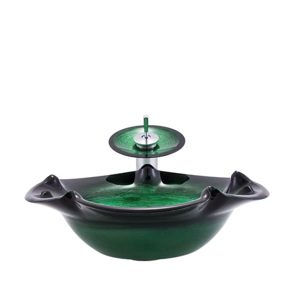 Green Color Hand Painted Flower Shape Vanity Counter Top Bathroom Hand Wash Basin Glass Bathroom Sink Modern Design