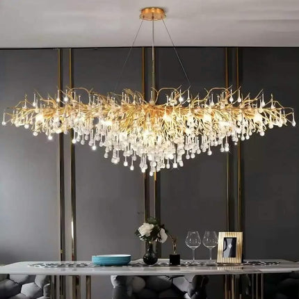 Modern Crystal Dining Room Chandelier Raindrop Tree Branch Light For Living Room Bedroom Hotel Lobby Crystal Chandelier Island
