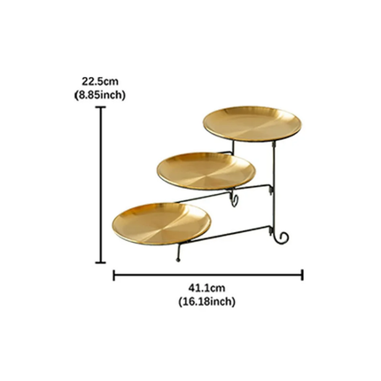 Modern Three Layer Fruit Cake Plate, Artistic And Luxurious Stainless Steel and Iron Detachable and Foldable Dessert Plate