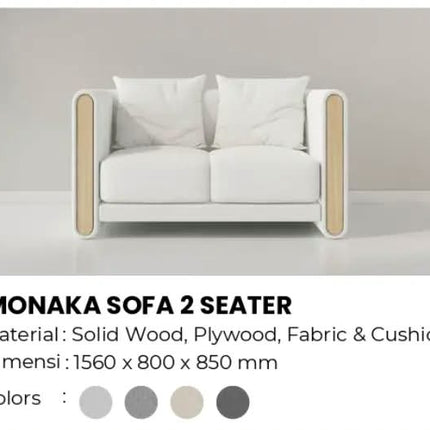 Minimalist Two Seat Sofa with Fabric Upholstery And Wooden Arms For Living Room