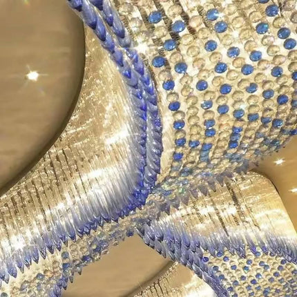 Customized Large Fancy Crystal Chandeliers for Hotels Banquet Halls Elegant Pendant Light for Villa Lighting Long Shape
