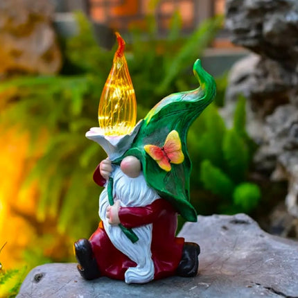 Outdoor Solar Garden Decorative Lights Cute Gnome Resin Statue Landscape Lamp For Yard Lawn Patio Pathway Decoration